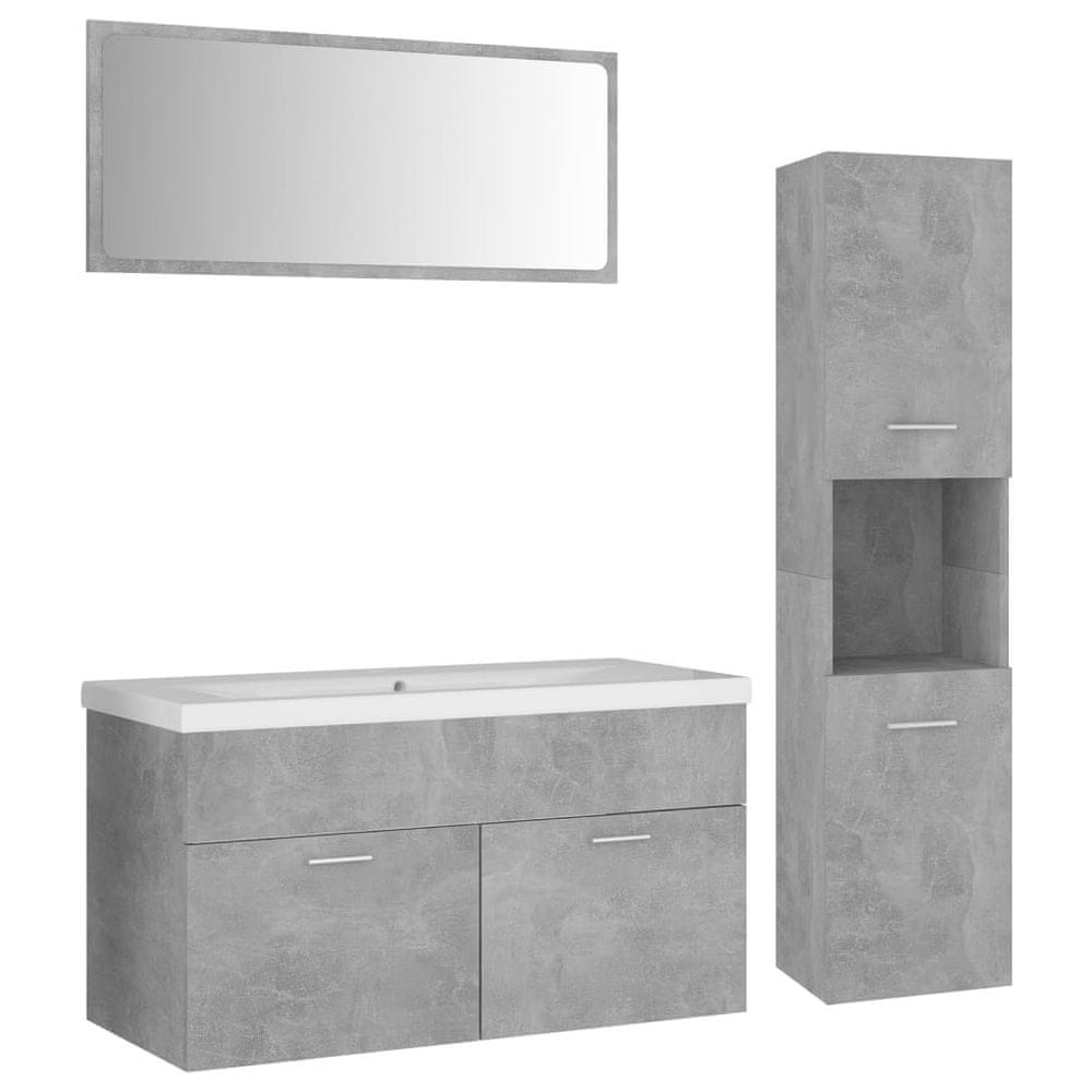 Vidaxl Súprava kúpeľňového nábytku betónová sivá drevotrieska
